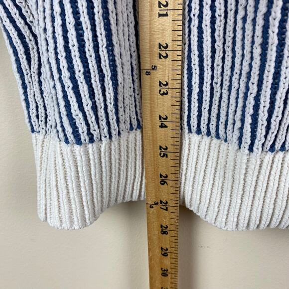 Aerie Sugar Rush Chenille Polo Henley Sweater Striped Oversized Coastal Preppy M - Picture 11 of 15